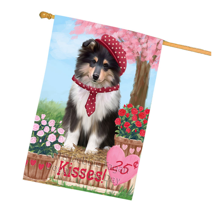 Rosie 25 Cent Kisses Rough Collie Dog House Flag FLG56692