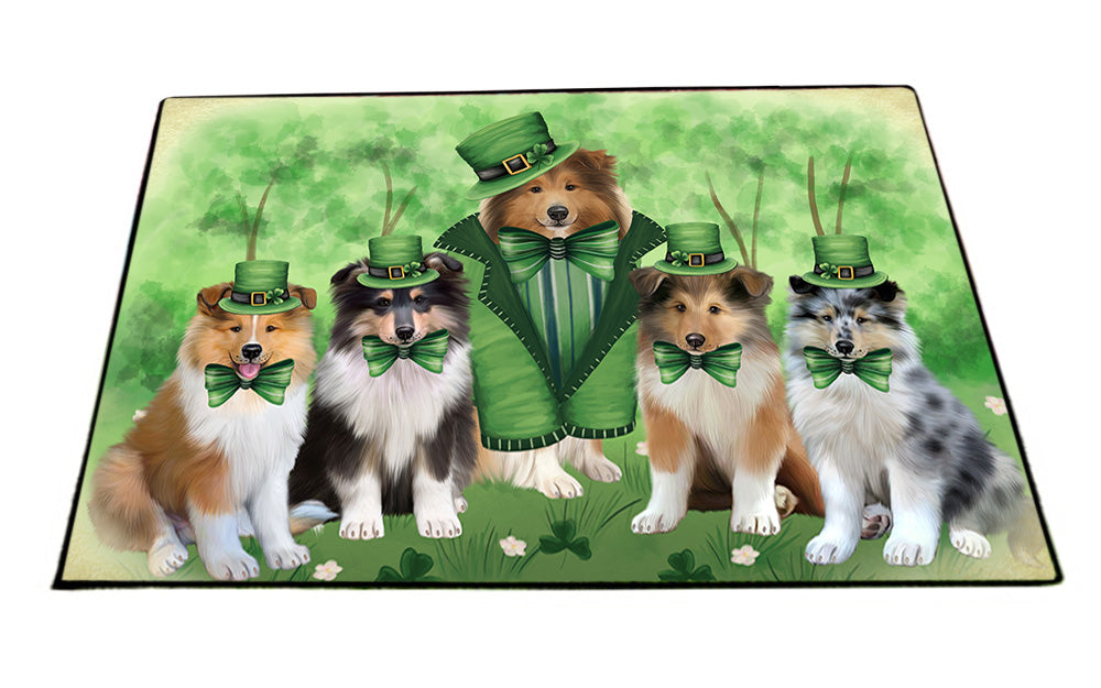 St. Patricks Day Irish Portrait Rough Collie Dogs Floormat FLMS54230