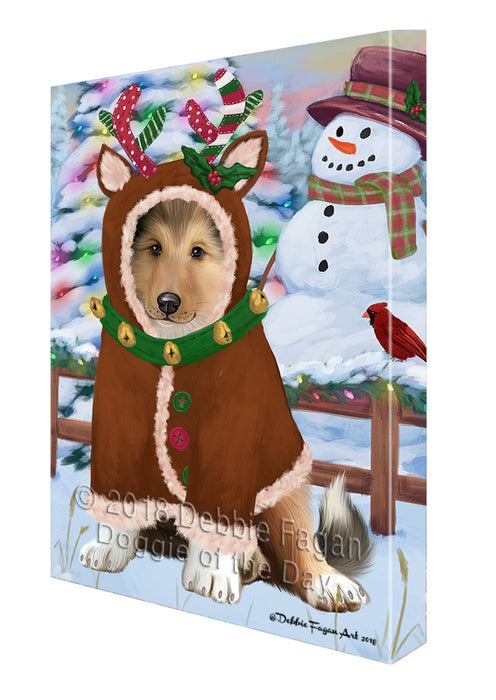 Christmas Gingerbread House Candyfest Rough Collie Dog Canvas Print Wall Art Décor CVS130877