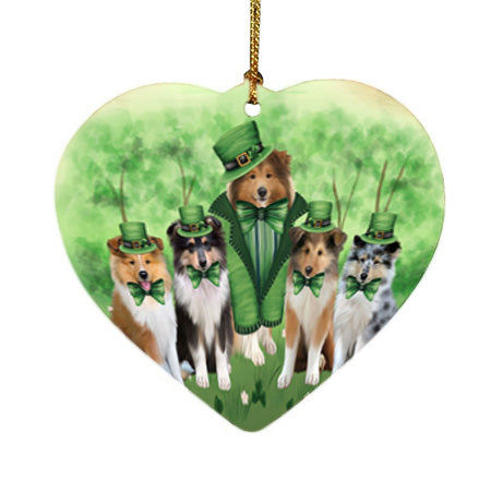 St. Patricks Day Irish Portrait Rough Collie Dogs Heart Christmas Ornament HPOR57969