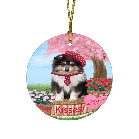 Rosie 25 Cent Kisses Rough Collie Dog Round Flat Christmas Ornament RFPOR56364