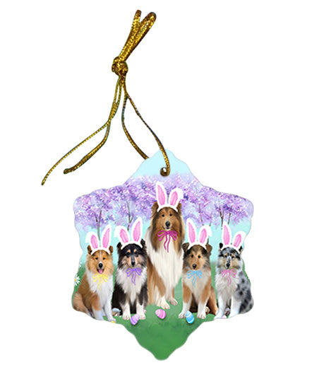 Easter Holiday Rough Collies Dog Star Porcelain Ornament SPOR57326