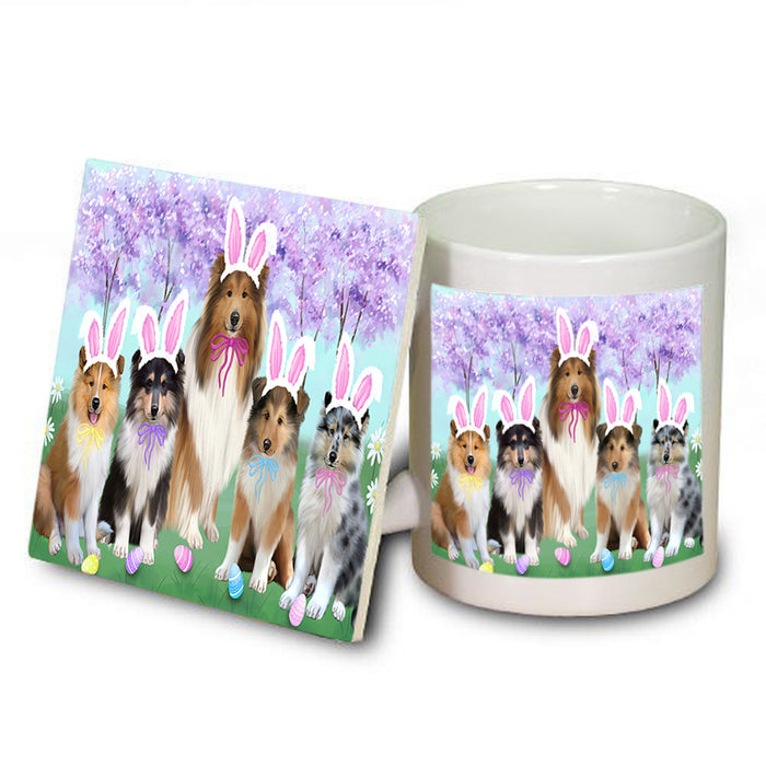Easter Holiday Rough Collies Dog Mug and Coaster Set MUC56917