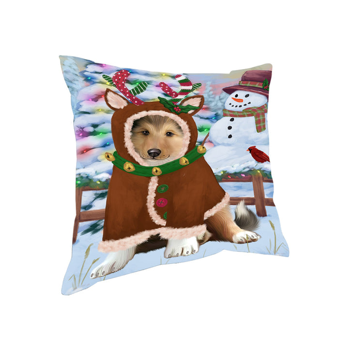 Christmas Gingerbread House Candyfest Rough Collie Dog Pillow PIL80360