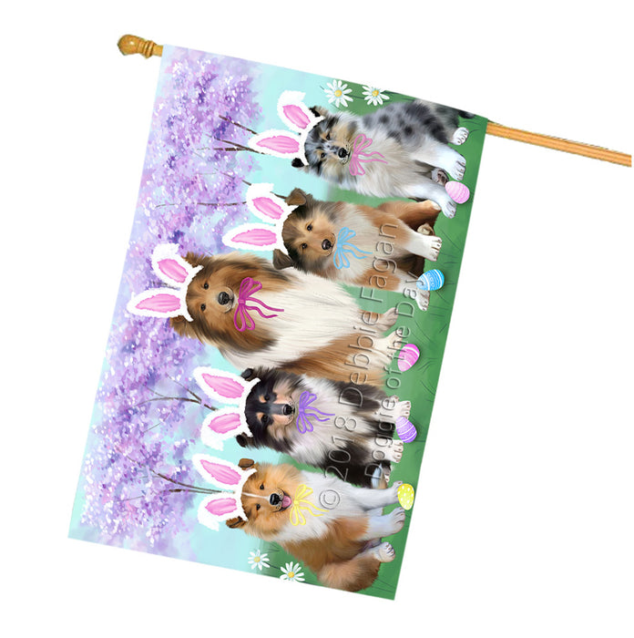Easter Holiday Rough Collies Dog House Flag FLG57627