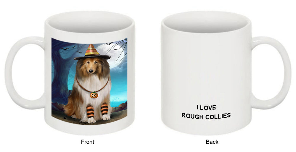 Happy Halloween Trick or Treat Rough Collie Dog Coffee Mug MUG49919
