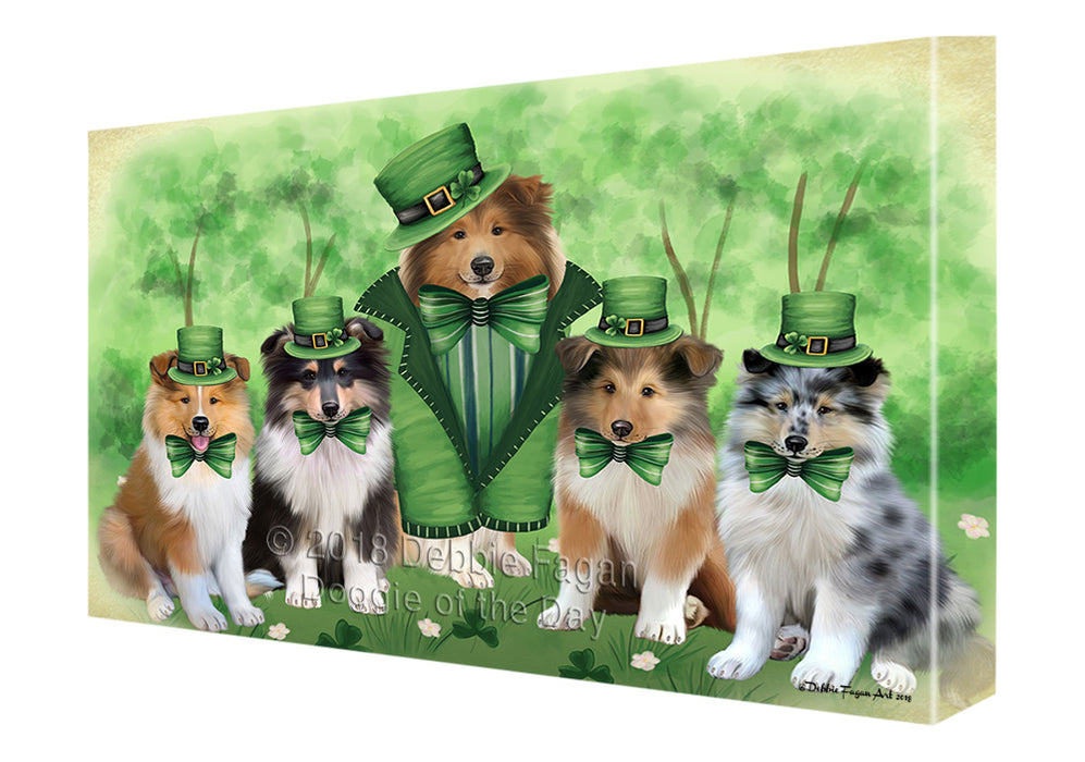 St. Patricks Day Irish Portrait Rough Collie Dogs Canvas Print Wall Art Décor CVS135701