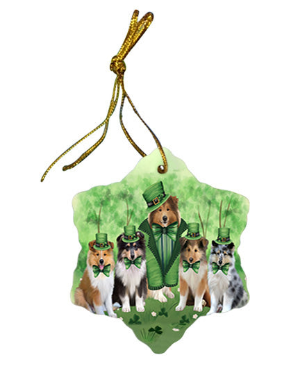 St. Patricks Day Irish Portrait Rough Collie Dogs Star Porcelain Ornament SPOR57969