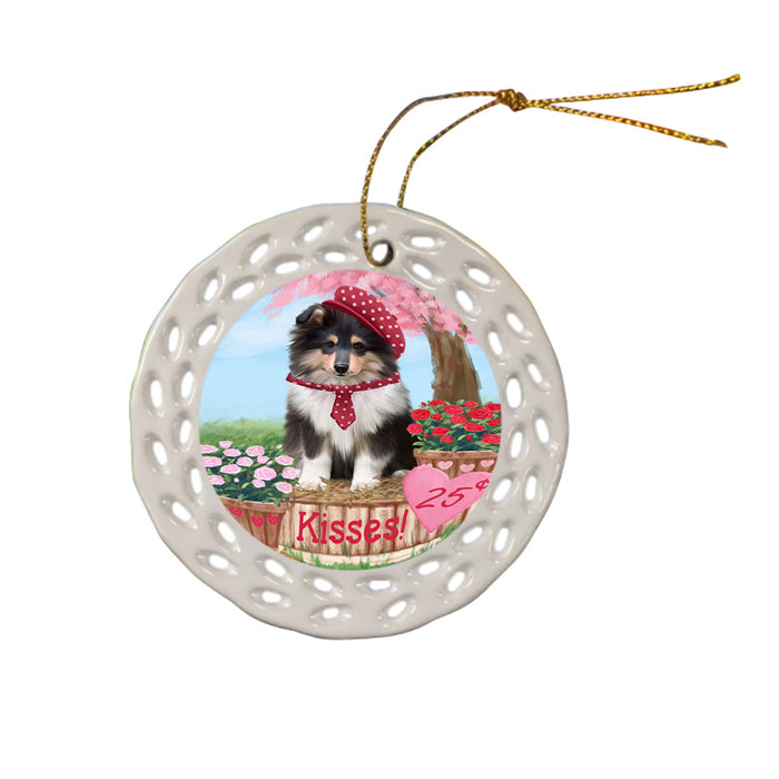 Rosie 25 Cent Kisses Rough Collie Dog Ceramic Doily Ornament DPOR56364