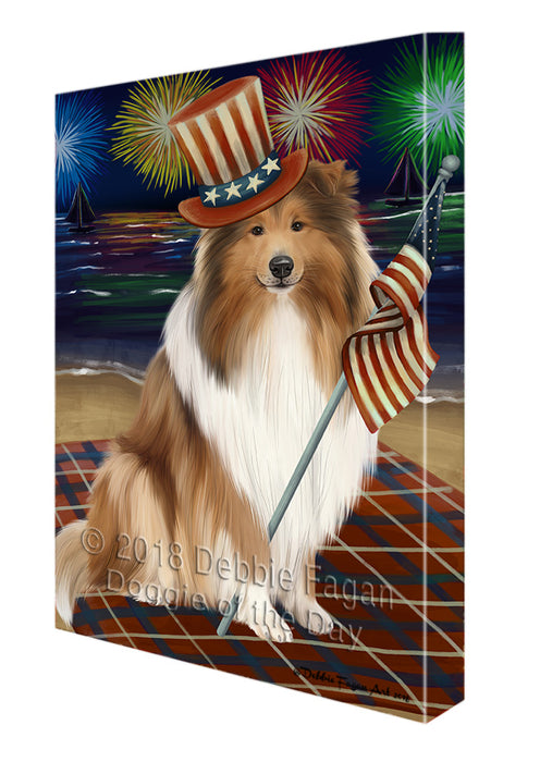 4th of July Independence Day Firework Rough Collie Dog Canvas Print Wall Art Décor CVS134963