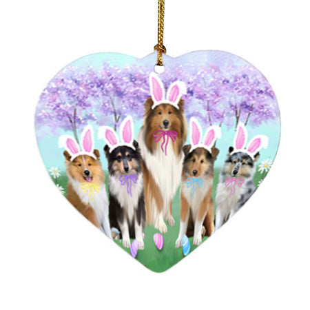 Easter Holiday Rough Collies Dog Heart Christmas Ornament HPOR57326