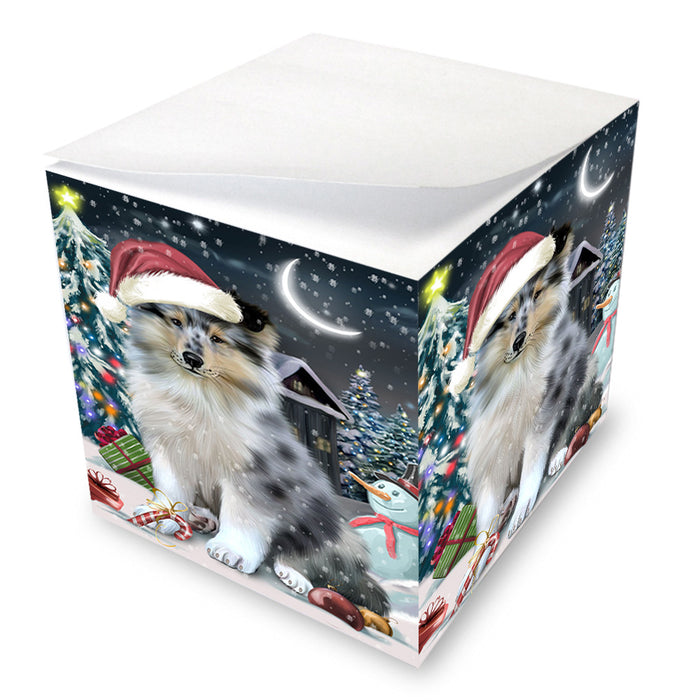 Have a Holly Jolly Christmas Happy Holidays Rough Collie Dog Note Cube NOC55892