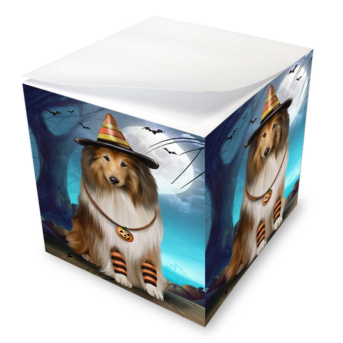 Happy Halloween Trick or Treat Rough Collie Dog Note Cube NOC56167