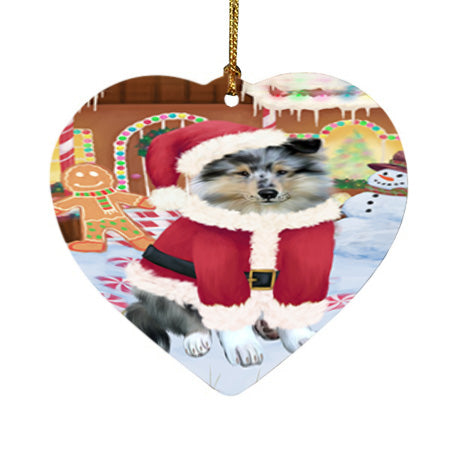 Christmas Gingerbread House Candyfest Rough Collie Dog Heart Christmas Ornament HPOR56874