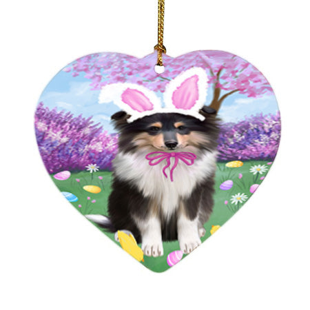 Easter Holiday Rough Collie Dog Heart Christmas Ornament HPOR57327