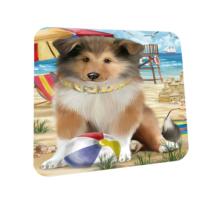 Pet Friendly Beach Rough Collie Dog Coasters Set of 4 CST54139