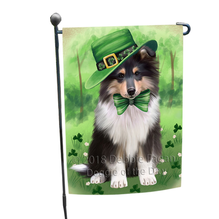 St. Patricks Day Irish Portrait Rough Collie Dog Garden Flag GFLG64998