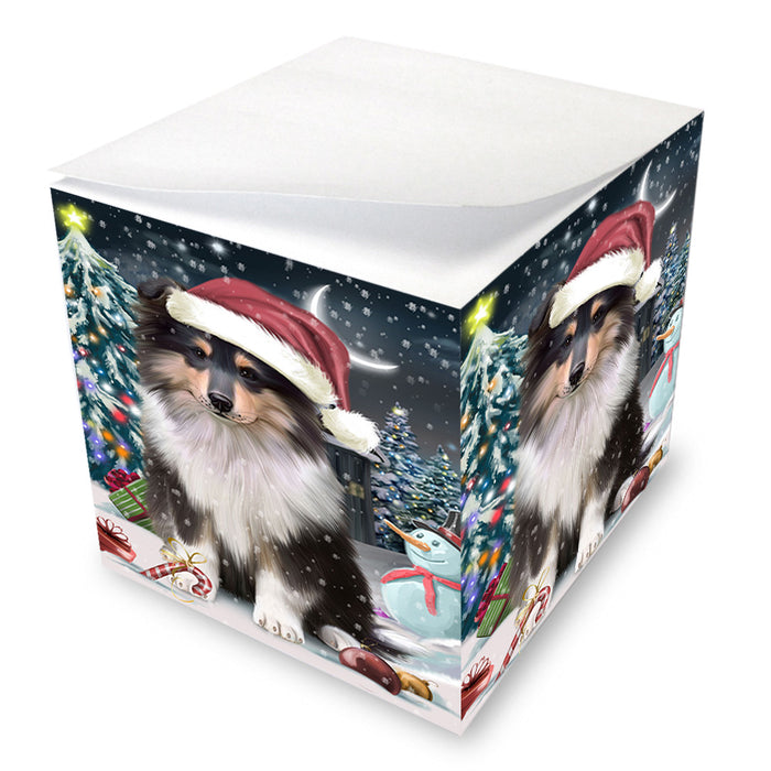 Have a Holly Jolly Christmas Happy Holidays Rough Collie Dog Note Cube NOC55893