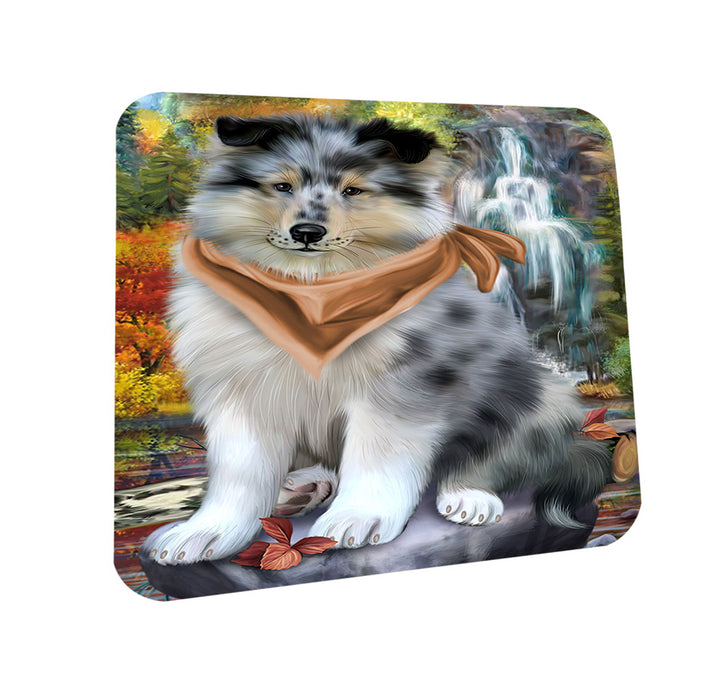 Scenic Waterfall Rough Collie Dog Coasters Set of 4 CST54636