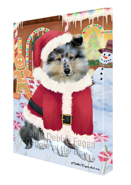 Christmas Gingerbread House Candyfest Rough Collie Dog Canvas Print Wall Art Décor CVS130886