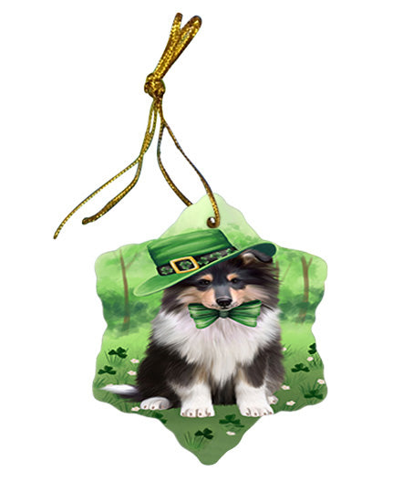 St. Patricks Day Irish Portrait Rough Collie Dog Star Porcelain Ornament SPOR57970