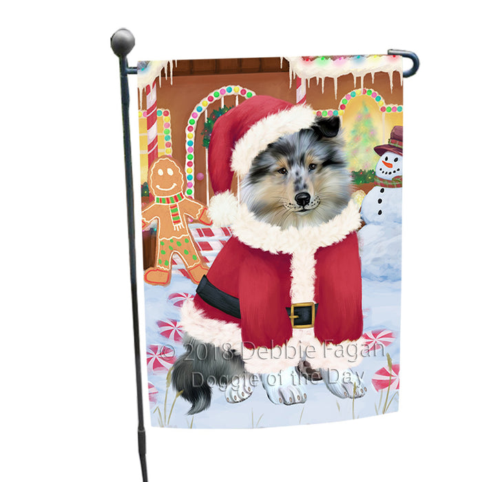 Christmas Gingerbread House Candyfest Rough Collie Dog Garden Flag GFLG57146