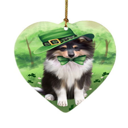 St. Patricks Day Irish Portrait Rough Collie Dog Heart Christmas Ornament HPOR57970