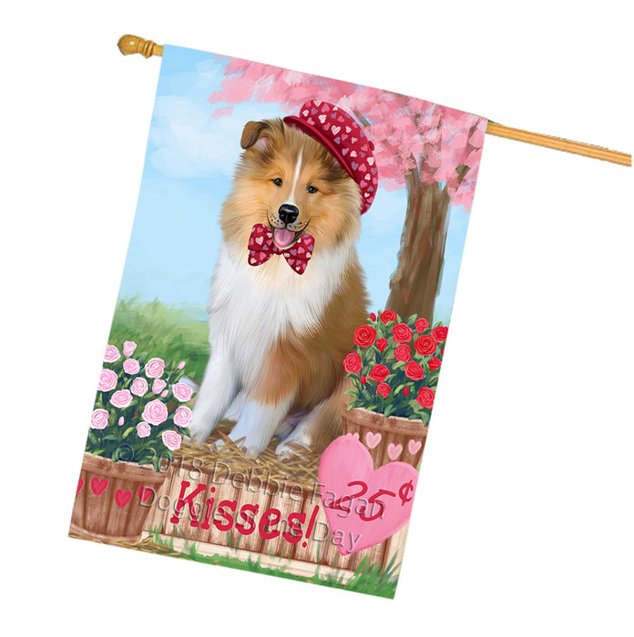 Rosie 25 Cent Kisses Rough Collie Dog House Flag FLG56693
