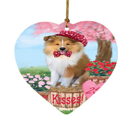Rosie 25 Cent Kisses Rough Collie Dog Heart Christmas Ornament HPOR56365