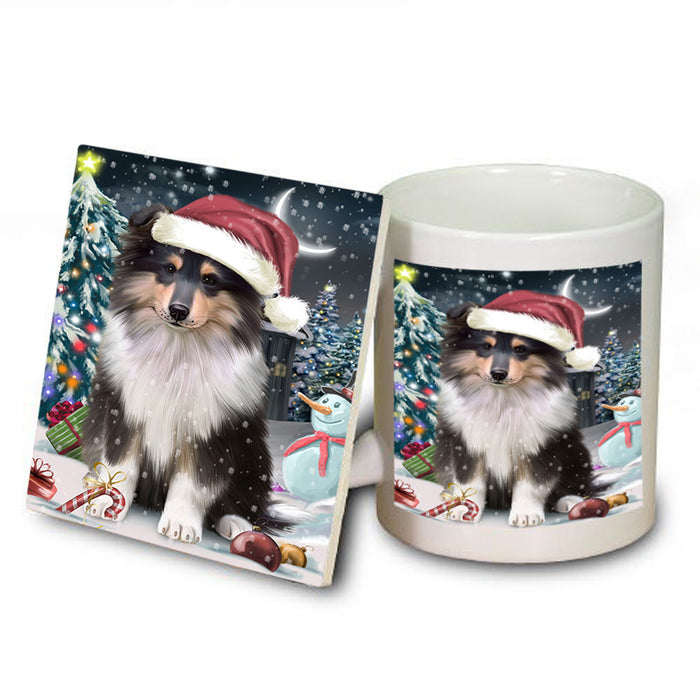 Have a Holly Jolly Christmas Happy Holidays Rough Collie Dog Mug and Coaster Set MUC54239