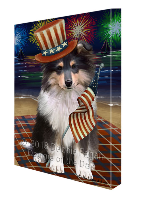 4th of July Independence Day Firework Rough Collie Dog Canvas Print Wall Art Décor CVS134972