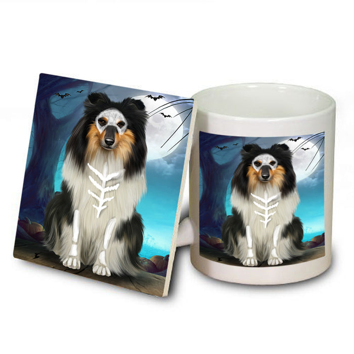 Happy Halloween Trick or Treat Rough Collie Dog Mug and Coaster Set MUC54514