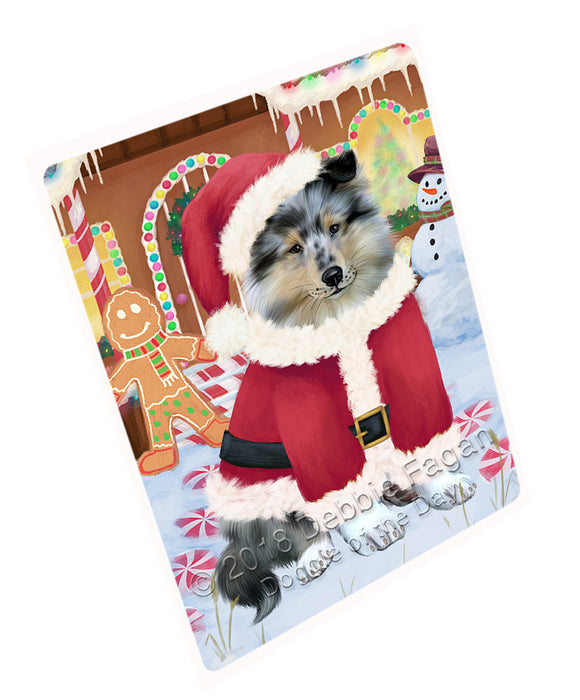 Christmas Gingerbread House Candyfest Rough Collie Dog Magnet MAG74691 (Small 5.5" x 4.25")