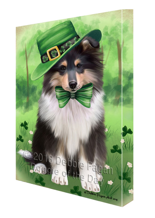 St. Patricks Day Irish Portrait Rough Collie Dog Canvas Print Wall Art Décor CVS135710