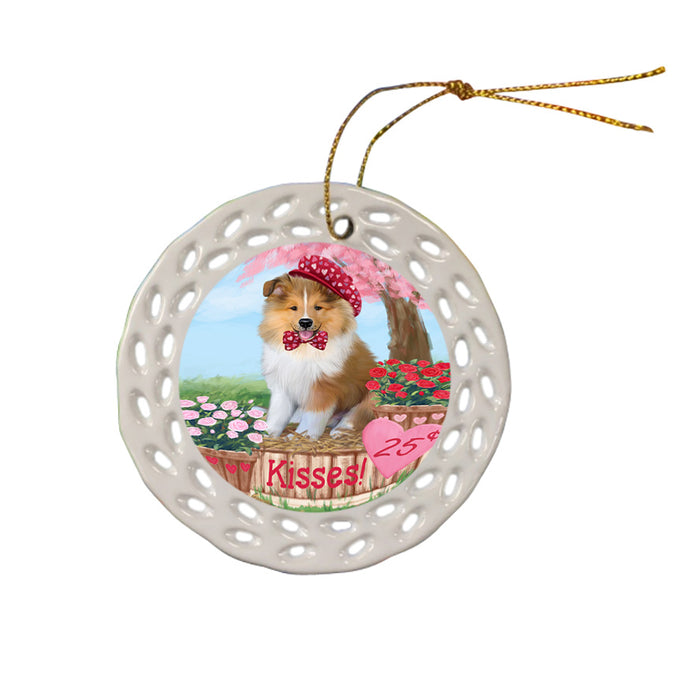 Rosie 25 Cent Kisses Rough Collie Dog Ceramic Doily Ornament DPOR56365