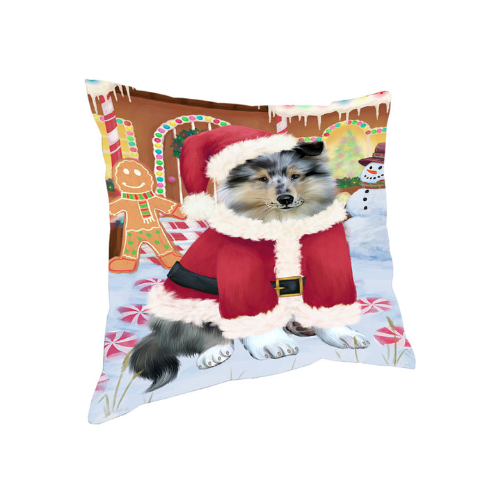 Christmas Gingerbread House Candyfest Rough Collie Dog Pillow PIL80364