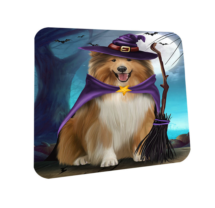 Happy Halloween Trick or Treat Rough Collie Dog Coasters Set of 4 CST54481