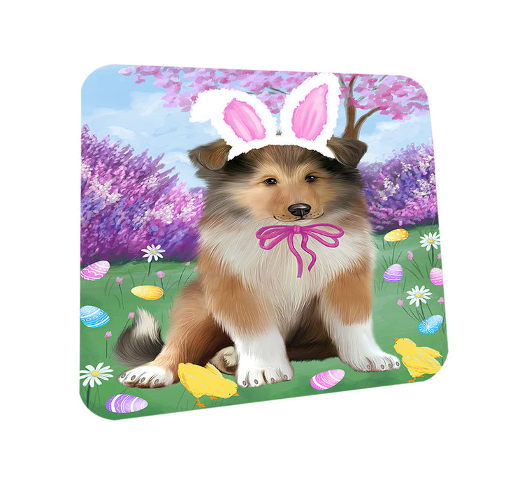 Easter Holiday Rough Collie Dog Coasters Set of 4 CST56885