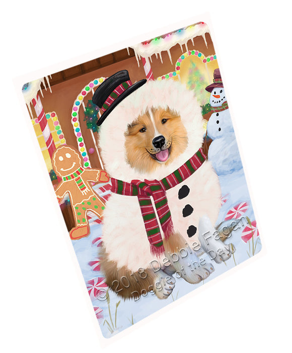 Christmas Gingerbread House Candyfest Rough Collie Dog Large Refrigerator / Dishwasher Magnet RMAG101382