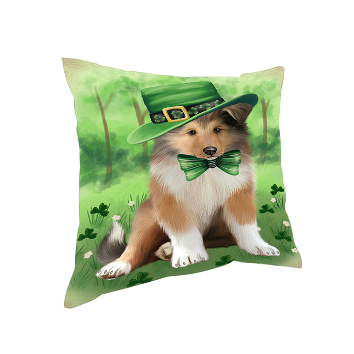St. Patricks Day Irish Portrait Rough Collie Dog Pillow PIL86236