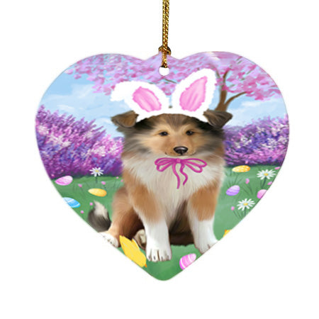 Easter Holiday Rough Collie Dog Heart Christmas Ornament HPOR57328