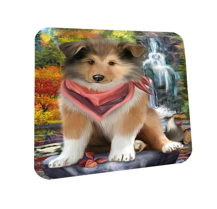 Scenic Waterfall Rough Collie Dog Coasters Set of 4 CST54637