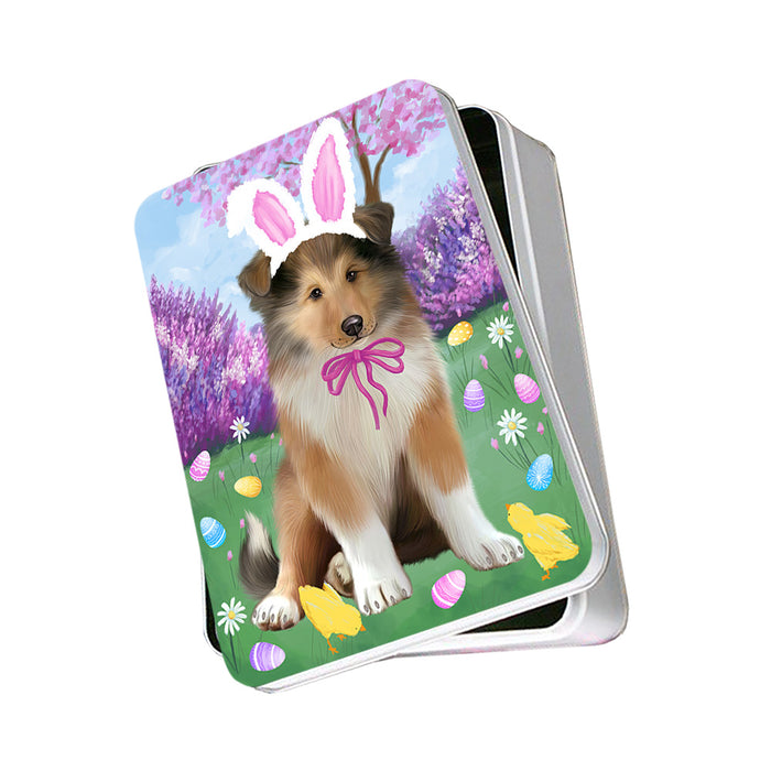 Easter Holiday Rough Collie Dog Photo Storage Tin PITN56870