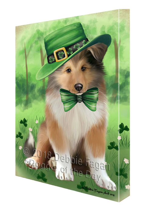 St. Patricks Day Irish Portrait Rough Collie Dog Canvas Print Wall Art Décor CVS135719