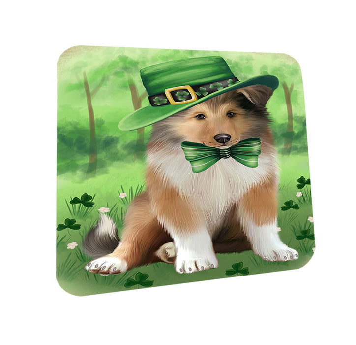 St. Patricks Day Irish Portrait Rough Collie Dog Coasters Set of 4 CST56989