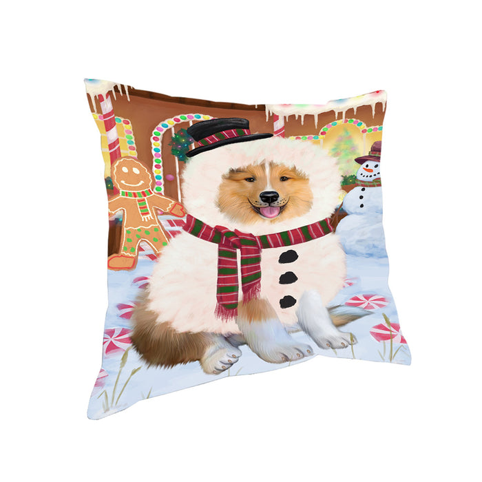 Christmas Gingerbread House Candyfest Rough Collie Dog Pillow PIL80368
