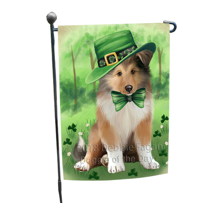 St. Patricks Day Irish Portrait Rough Collie Dog Garden Flag GFLG64999