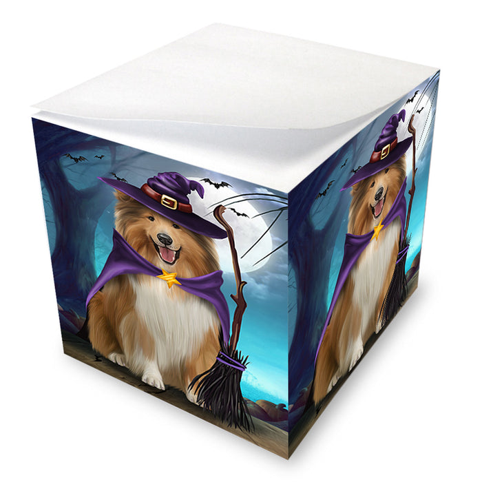 Happy Halloween Trick or Treat Rough Collie Dog Note Cube NOC56169