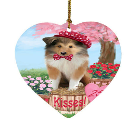 Rosie 25 Cent Kisses Rough Collie Dog Heart Christmas Ornament HPOR56366