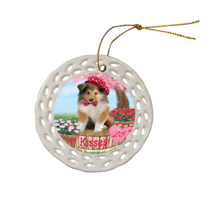 Rosie 25 Cent Kisses Rough Collie Dog Ceramic Doily Ornament DPOR56366